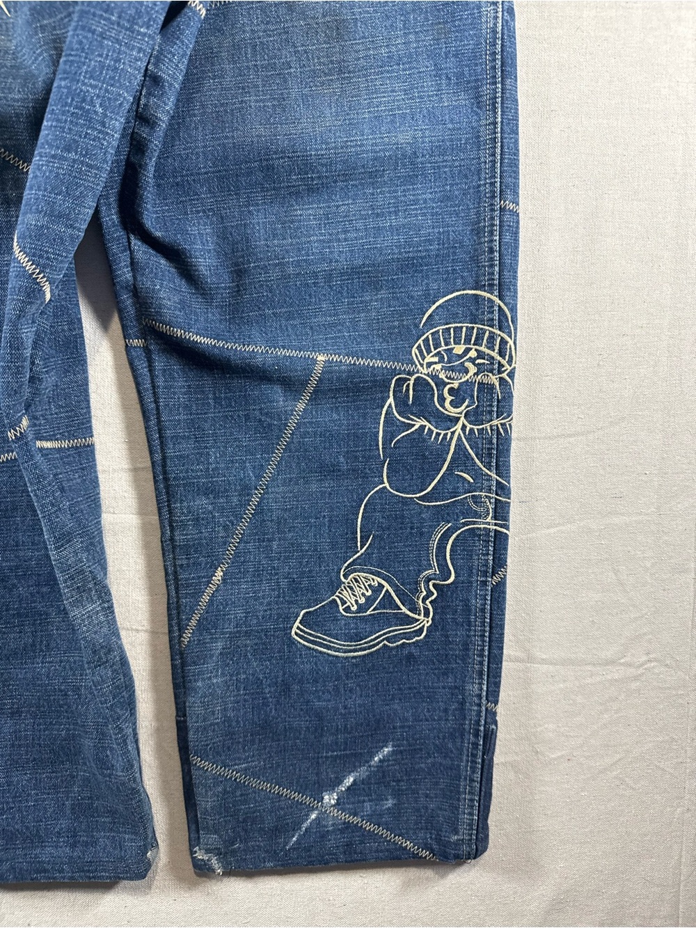 Y2K Baggy Southpole Bboy Jeans All Over Print Embroidery Bboy Character Jeans - Picture 4 of 12